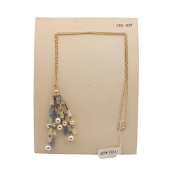Czech vintage gold chain pendant necklace satin atlas pearl glass beads