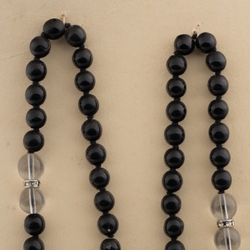Vintage Czech necklace black clear round glass beads 