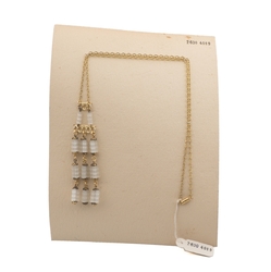 Czech vintage gold chain tassle necklace frost satin atlas glass beads