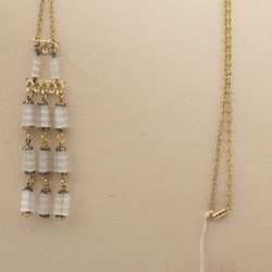 Czech vintage gold chain tassle necklace frost satin atlas glass beads