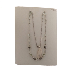 Vintage Czech silver chain necklace pentagon bicone round glass beads 