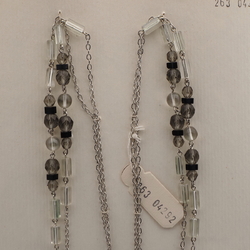 Vintage Czech 2 strand silver chain necklace pentagon rondelle round glass beads 