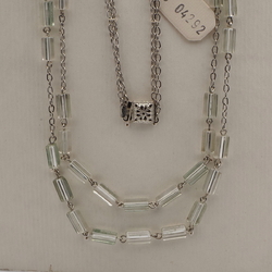 Vintage Czech 2 strand silver chain necklace pentagon rondelle round glass beads 