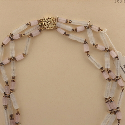 Vintage Czech 3 strand necklace satin atlas pentagon bugle glass beads 