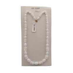 Vintage Czech necklace white oval rondelle glass beads 