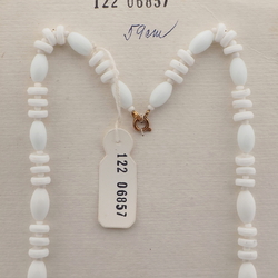 Vintage Czech necklace white oval rondelle glass beads 
