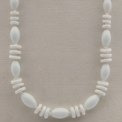 Vintage Czech necklace white oval rondelle glass beads 