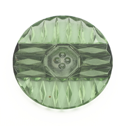 Large Deco vintage Czech green geometric glass button 40mm