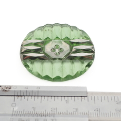 Large Deco vintage Czech green geometric glass button 40mm