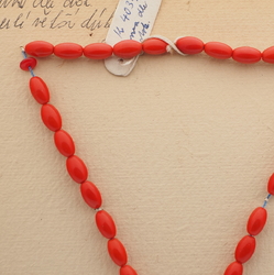 Vintage prayer bead strand Czech red black glass beads 