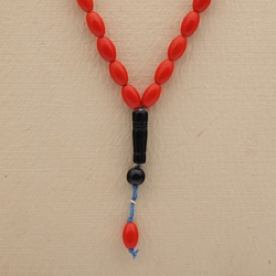 Vintage prayer bead strand Czech red black glass beads 