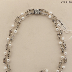 Vintage Czech 2 strand necklace clear pentagon pearl glass beads 
