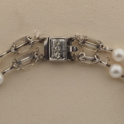 Vintage Czech 2 strand necklace clear pentagon pearl glass beads 
