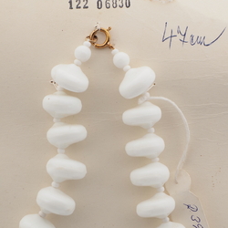 Vintage Czech necklace chunky white rondelle glass beads 
