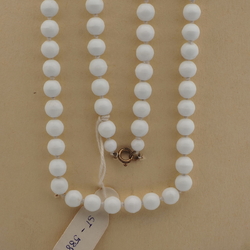 Vintage Czech knotted necklace white round glass beads 