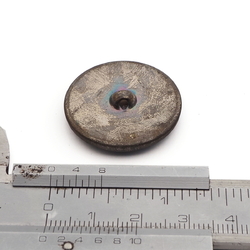 Antique Czech 2 part metal rainbow mother of pearl glass cabochon button 28mm
