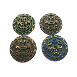 Lot (4) Antique Art Nouveau Czech rosette shank glass buttons 32mm