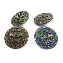 Lot (4) Antique Art Nouveau Czech rosette shank glass buttons 32mm