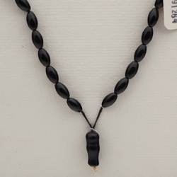 Vintage prayer bead strand Czech black glass beads 