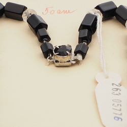 Vintage Czech necklace black clear glass beads rhinestone rondelles