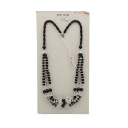Vintage Czech 1 to 3 strand necklace black clear glass beads