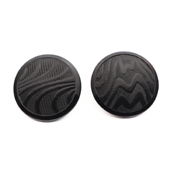 Lot (2) Czech Vintage Deco black lacy swirl glass buttons 18mm