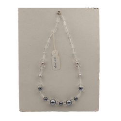 Vintage Czech necklace clear pearl glass beads 