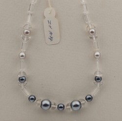 Vintage Czech necklace clear pearl glass beads 