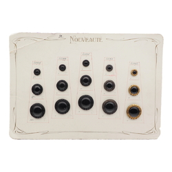 Sample card (15) Vintage Czech black glass buttons Nouveaute 1930's