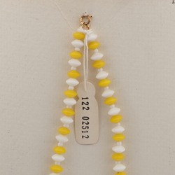Vintage Czech necklace yellow white rondelle glass beads 