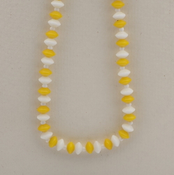 Vintage Czech necklace yellow white rondelle glass beads 