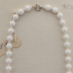 Vintage Czech necklace white blue marble glass beads 