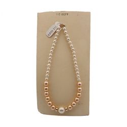 Vintage Czech necklace pearl glass gold plastic beads