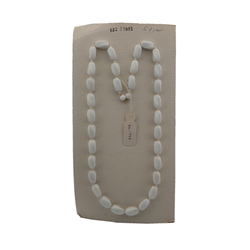 Vintage Czech necklace element white rectangle twist glass beads 24"