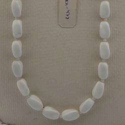 Vintage Czech necklace element white rectangle twist glass beads 24"