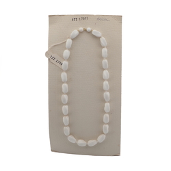 Vintage Czech necklace element white rectangle twist glass beads 18" 