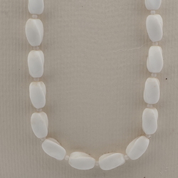 Vintage Czech necklace element white rectangle twist glass beads 18" 
