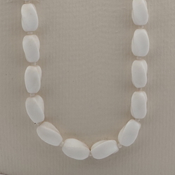 Vintage Czech necklace element white rectangle twist glass beads 18"