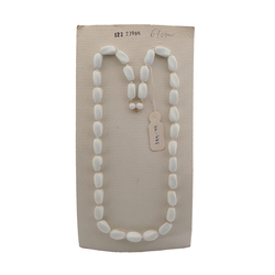 Vintage Czech necklace element white rectangle twist glass beads 24"