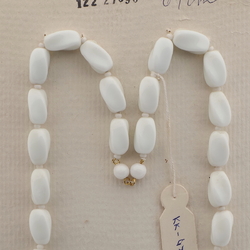 Vintage Czech necklace element white rectangle twist glass beads 24"