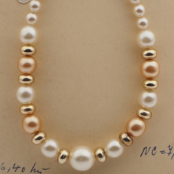 Vintage Czech necklace pearl gold glass plastic beads 