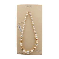 Vintage Czech necklace pearl gold glass plastic beads 
