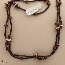Vintage Czech necklace metallic round rondelle glass plastic beads 