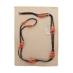 Vintage Czech necklace coral orange glass plastic beads 