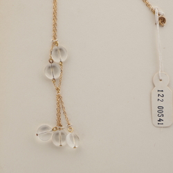 Vintage Czech gold chain necklace clear disc glass beads 