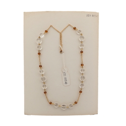 Vintage Czech gold chain necklace clear topaz glass beads 