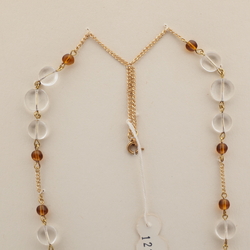 Vintage Czech gold chain necklace clear topaz glass beads 