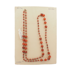 Vintage Czech link necklace red marble round nugget glass beads 