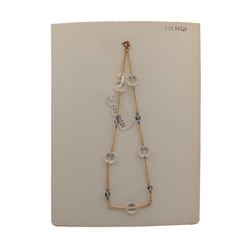 Vintage Czech gold chain necklace clear blue bicolor glass beads 