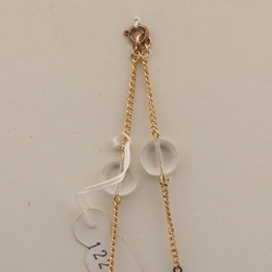 Vintage Czech gold chain necklace clear blue bicolor glass beads 